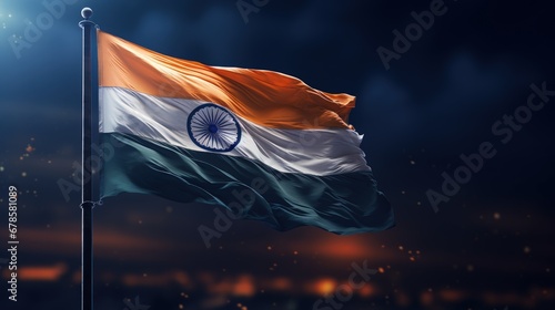 India Republic Day. A vibrant scene unfolds on India Republic Day: Tri-color flags flutter in the patriotic breeze as people celebrate democracy, unity, and national pride.