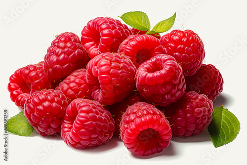 fresh raspberries isolated on white background. organic food