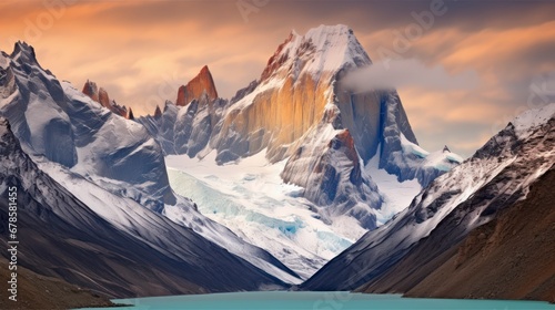 Glacial Grandeur: The Breathtaking Beauty of Icy Mountain Peaks. Generative AI