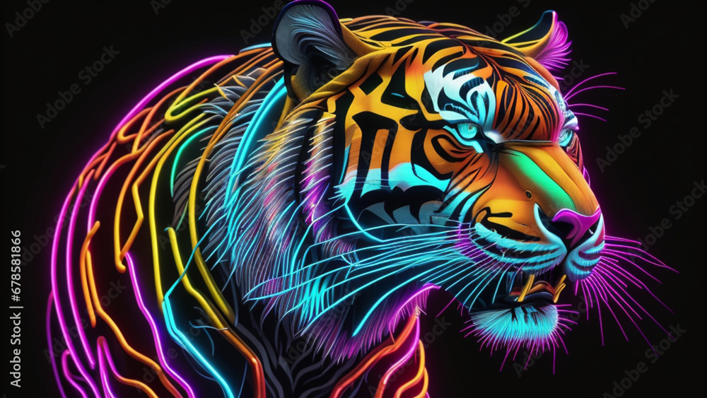 tiger on black background generated ai
