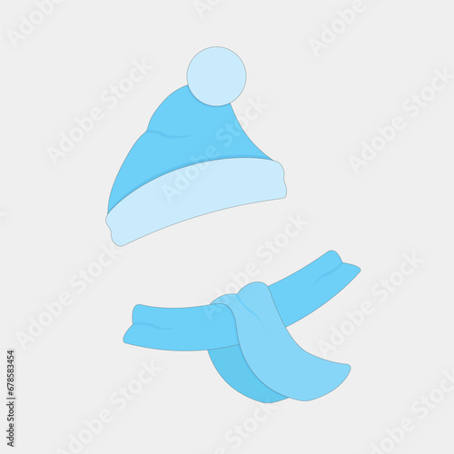 Warm blue winter hat and scarf