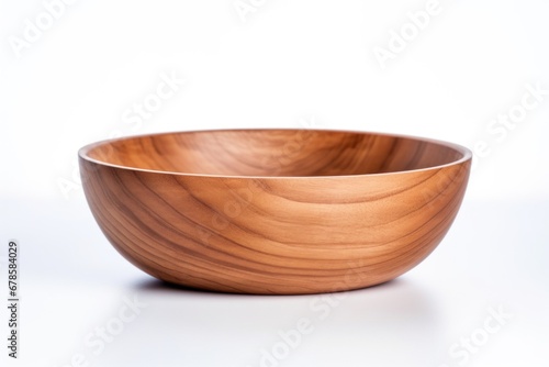 wooden bowl on white background photo