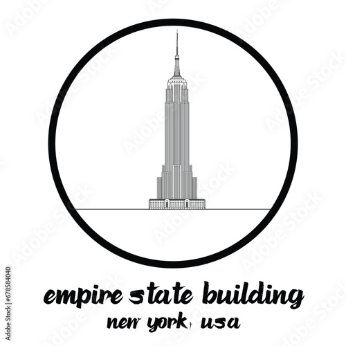 Circle Icon line empire state tower. vector illustration