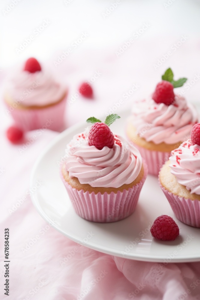 cupcake with raspberry and mint