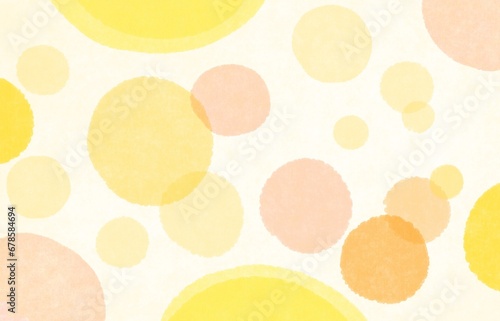 和紙風の黄色やピンクの淡い水玉模様の背景素材