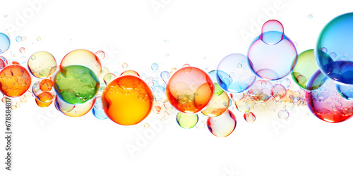Colorful soap bubbles isolated white background 
