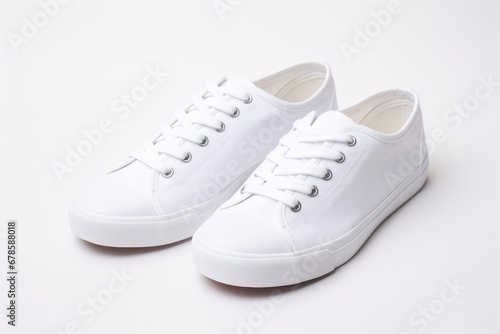pair of white sneakers isolated on white background
