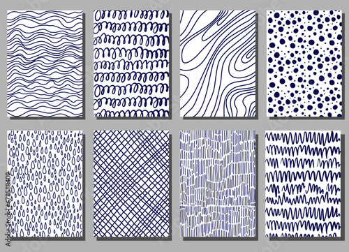 Hand drawn posters set of ink grunge texture.
