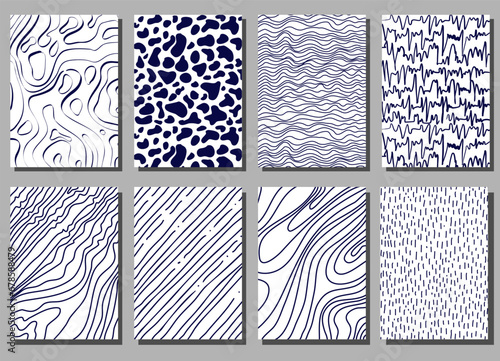 Hand drawn posters set of ink grunge texture.