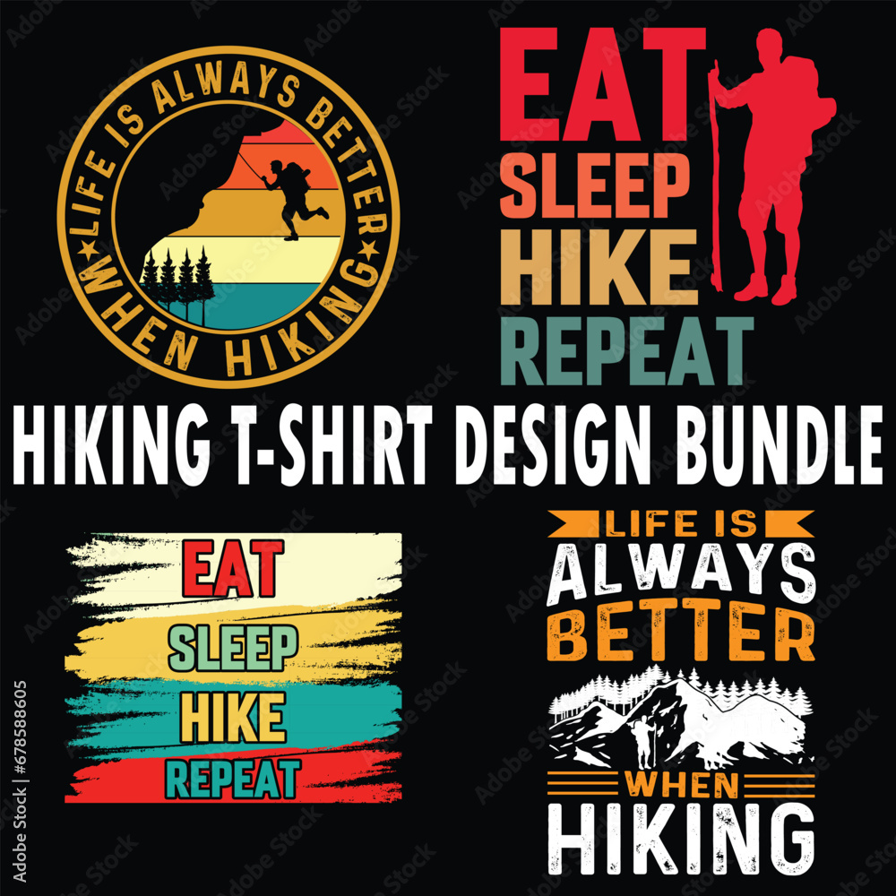   hiking t-shirt design bundle 