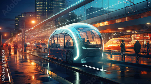AI-driven electric autonomous vehicles navigating a smart city