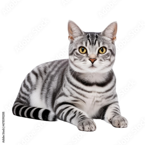 Resting American Shorthair Cat, Isolated