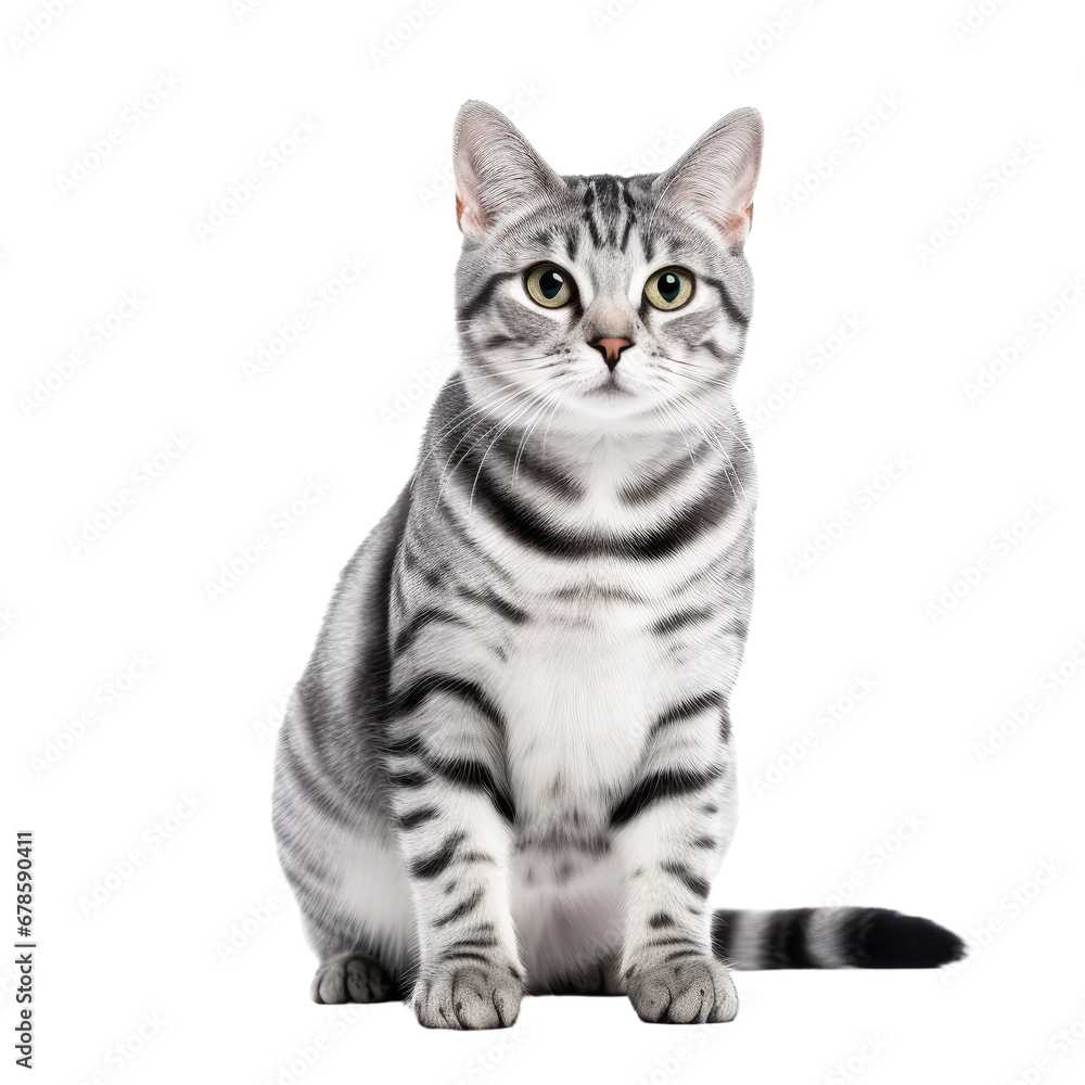 Obraz premium Portrait of a Grey Striped Domestic Cat