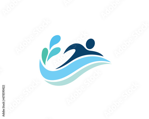 simple human swimming logo symbol design template illustration inspiration