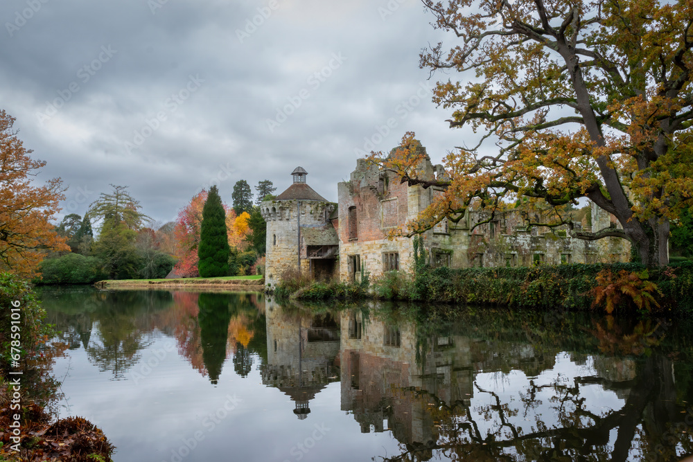 Fototapeta premium Autumnal colours and at Scotney Castle in the UK