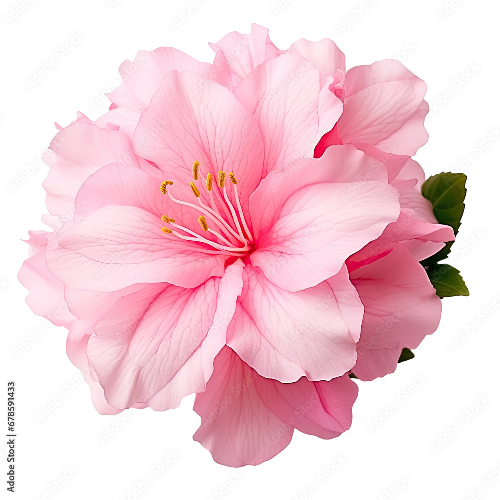 Pink Azalea Blossom Isolated on Clear Backdrop