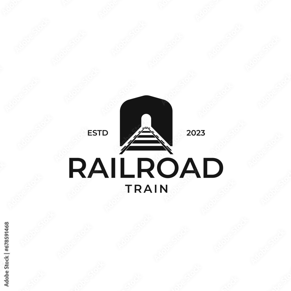 Railroad Tracks Train Logo Design Concept Vector Illustration Symbol Icon