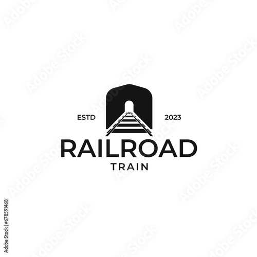 Railroad Tracks Train Logo Design Concept Vector Illustration Symbol Icon