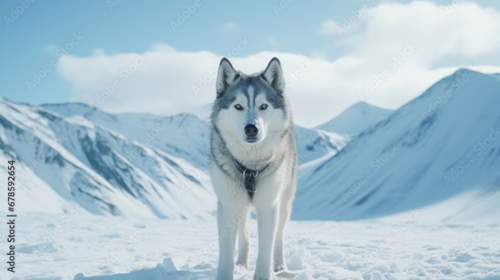 Fototapeta premium Majestic Husky in Snowy Wilderness