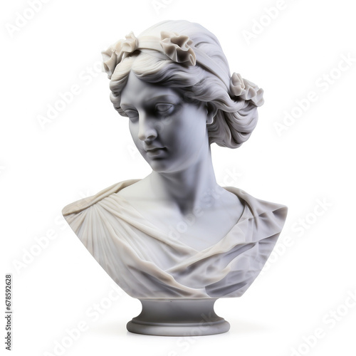 marble statue , bust of greek goddess isolated on white 