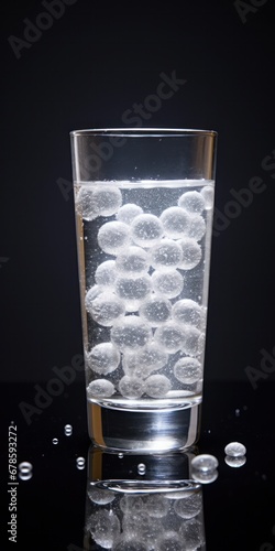 Fizzing Alka Seltzer Tablets in a Glass of Water for Fast Relief photo