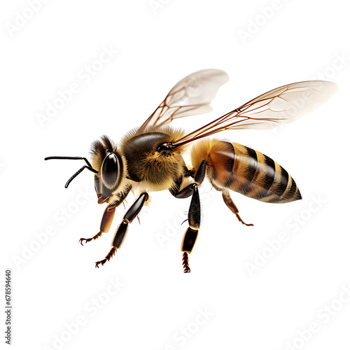 Macro photography of honey bee isolated on transparent background © The Stock Guy