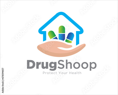 drug shop medical and health service logo for medicine shop