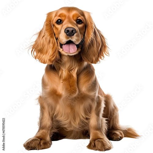 Sitting Cocker Spaniel Dog, Isolated