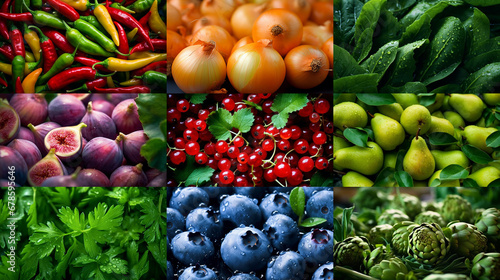 Vegetables and fruits with freshness and colorful set of background healthy food collection. Represent concept of organic vegetables, healthy eating, fresh ingredient, food and wellness theme photo