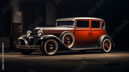 Side view of collectors old vintage car. © khan