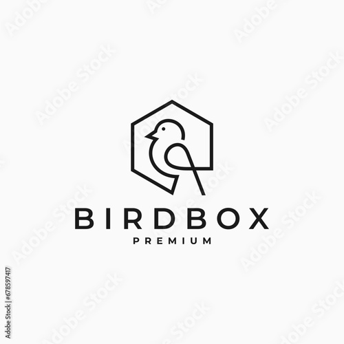 BIRD BOX PACKAGE LINE ART OUTLINE LOGO VECTOR ICON ILLUSTRATION