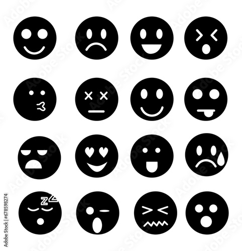 vector illustration of emoticons with various expressions