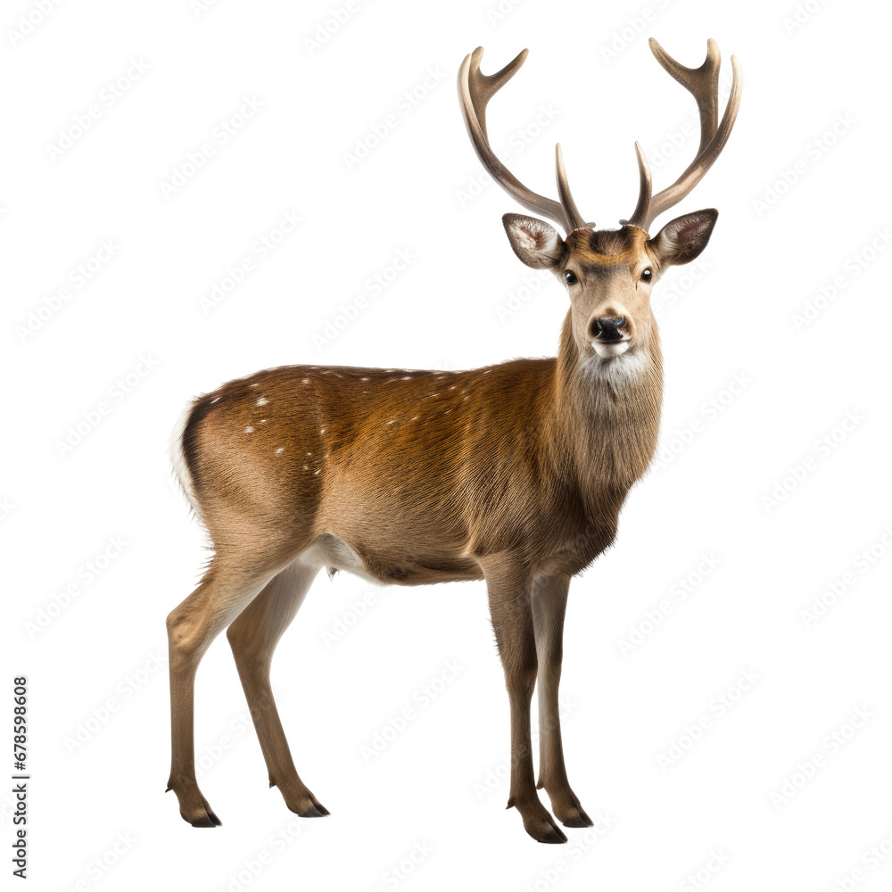 Obraz premium Young Stag with Antlers, Wild Animal Portrait