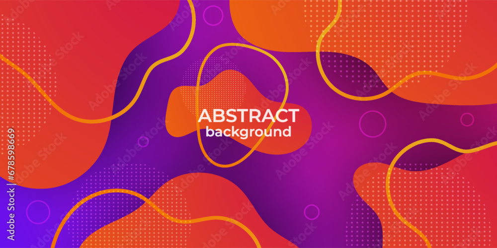 Orange and purple liquid geometric abstract background design. Creative banner design with fluid wave shapes and liquid lines for template. Simple background design. Eps10 vector