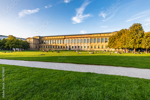 Germany, Bavaria, Munich, Lawn and footpath in front of Alte Pinakothek museum photo