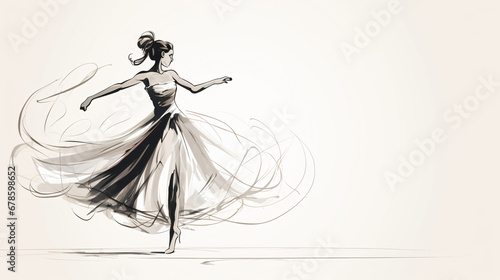 Sketch of a dancing woman. Figure on a white background