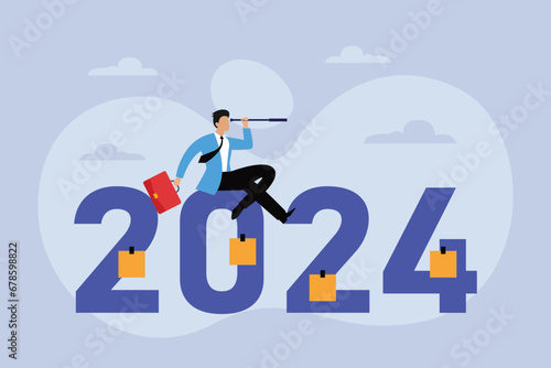 Businessman Preparation to face new challenges. Forecast and future opportunities