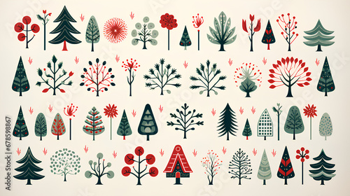 Wallpaper Mural set of christmas trees, set Torontodigital.ca
