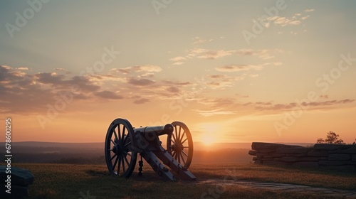 Spectacular Sunrise Image of Abraham Lincoln Gettysburg Cannon at National Military Park