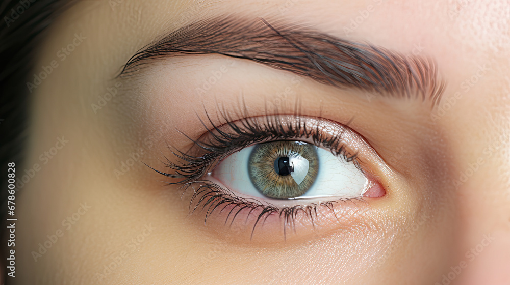 Fototapeta premium microblading eyebrow models and beautiful female eyes