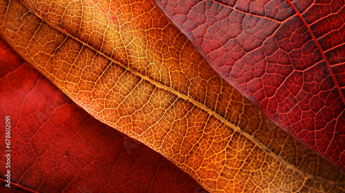 Macro background of colorful autumn dry leaf background. Generative Ai.