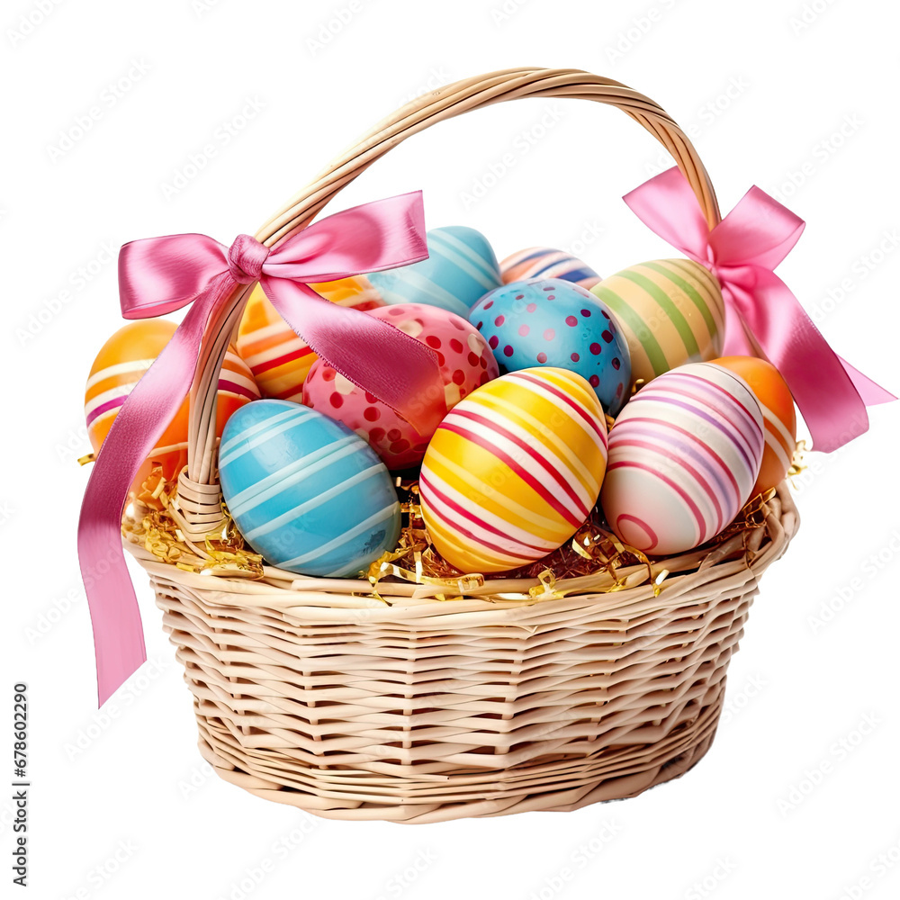 Festive Easter Egg Basket Isolated