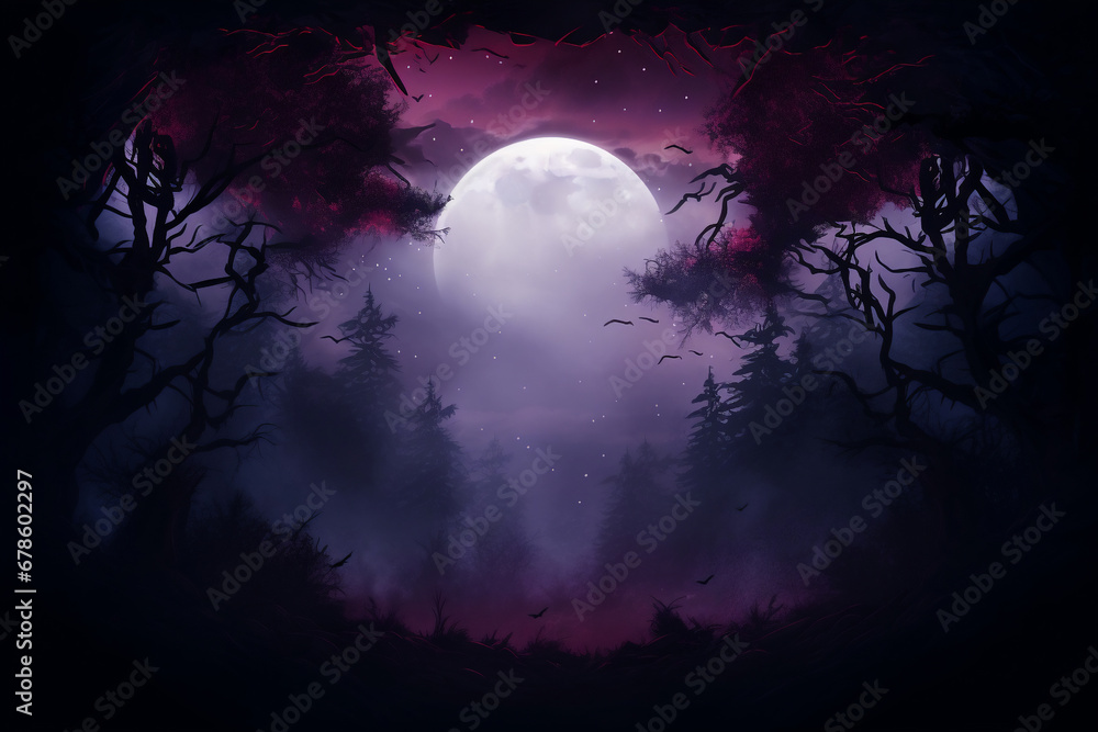Fantasy horror forrest illustration background . Fantasy horror forrest illustration background .