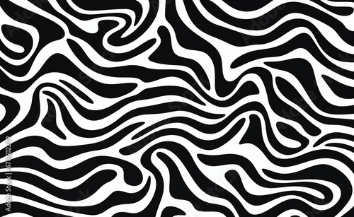 Wavy and swirled brush strokes vector seamless pattern with bold curved lines and squiggles as ornaments