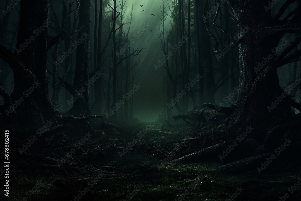 Fantasy horror forrest illustration background . Fantasy horror forrest illustration background .
