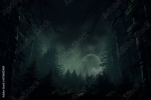 Fantasy horror forrest illustration background . © Piyaporn
