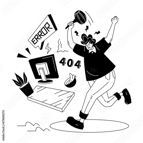 Error 404 Man with Hammer