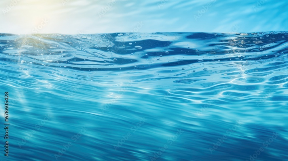 Clear blue water surface with splashing ripples. Abstract summer banner background water waves in sunlight Clear blue water surface with splashing ripples. Abstract summer banner background water waves in sunlight