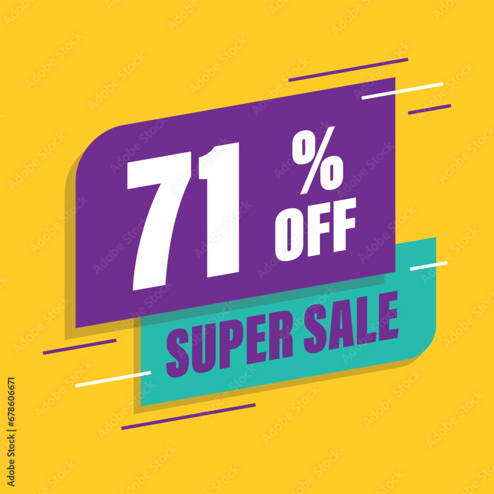 Obraz premium Seventy one 71% percent purple and green sale tag vector
