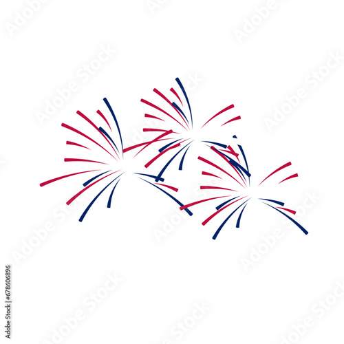 Fireworks and stars in national American colors. Vector illustration isolated on white background © HNUArt